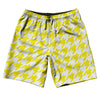 Yellow Bright And White Houndstooth 10" Swim Shorts Made In USA by Tribe Lacrosse