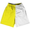 Yellow Bright And White Quad Color Basketball Practice Shorts Made In USA by Tribe Lacrosse