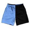 Blue Carolina And Black Quad Color Athletic Running Fitness Exercise Shorts 7" Inseam Shorts Made In USA by Tribe Lacrosse
