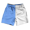 Blue Carolina And White Quad Color Athletic Running Fitness Exercise Shorts 7" Inseam Shorts Made In USA by Tribe Lacrosse