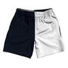 Blue Navy Almost Black And White Quad Color Athletic Running Fitness Exercise Shorts 7" Inseam Shorts Made In USA by Tribe Lacrosse