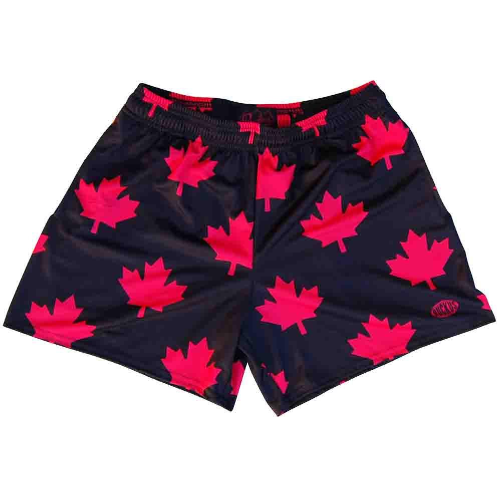 Canada All Over Maple Leafs Rugby Shorts in Black by Ruckus Rugby