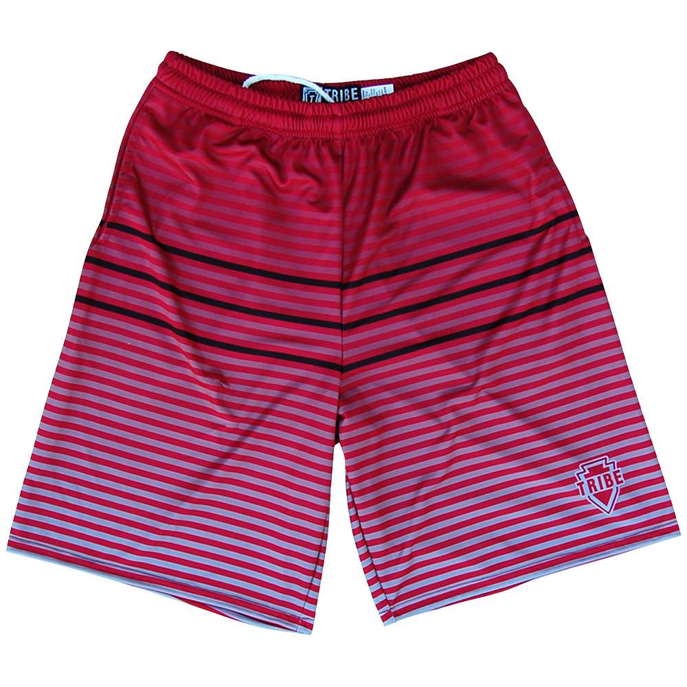 Tribe Ombre Striped? Lacrosse Shorts in Cardinal by Tribe Lacrosse