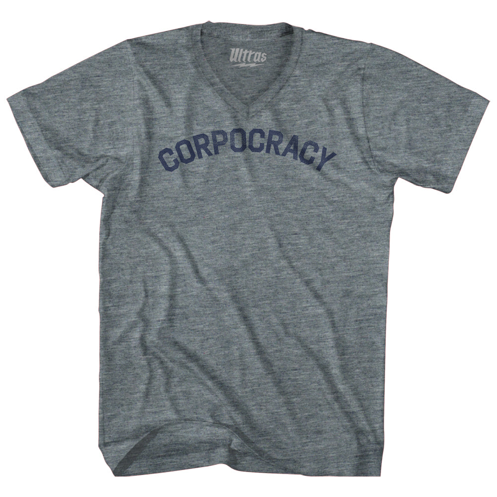 Corpocracy Tri-Blend V-neck Womens Junior Cut T-shirt by Tribe Lacrosse