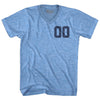 Custom Left Chest Number Name And Number Back Adult Tri-Blend V-neck T-shirt by Tribe Lacrosse