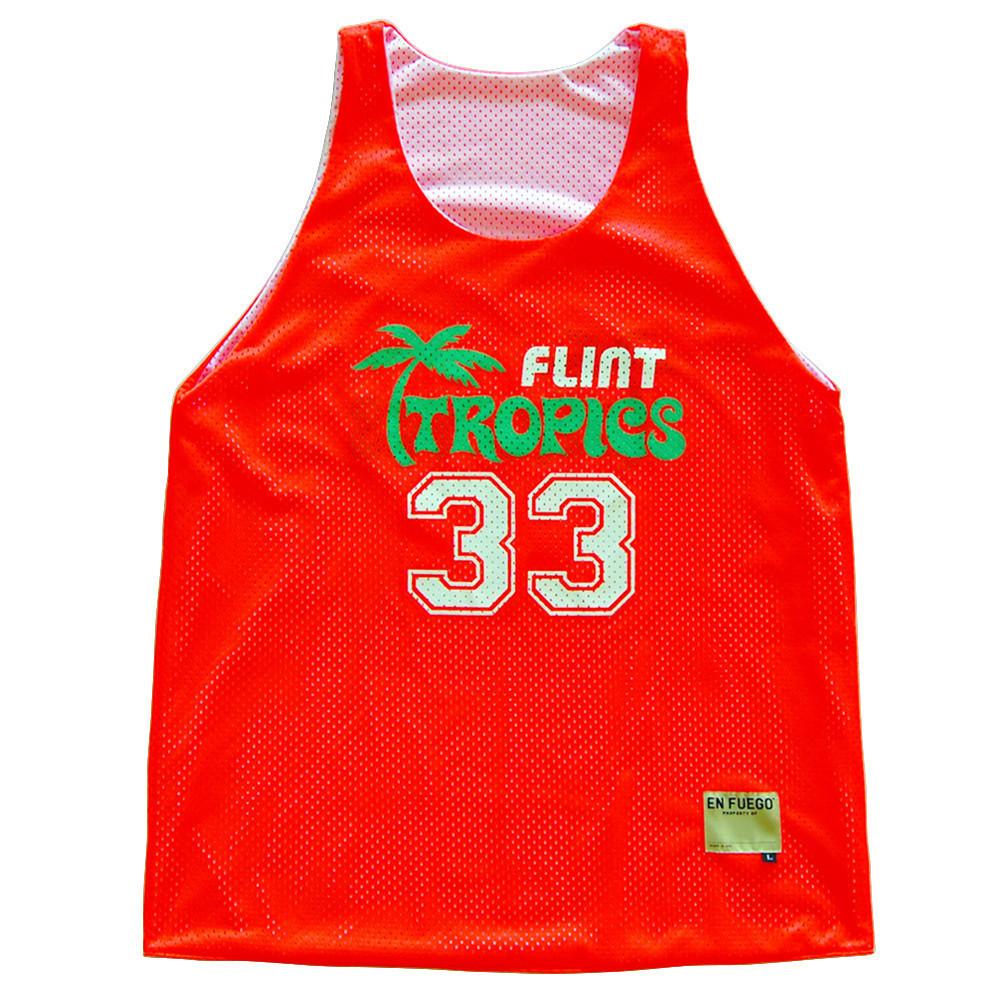 Flint Tropics Basketball Mesh Pinnie in Orange & White by Billy Hoyle