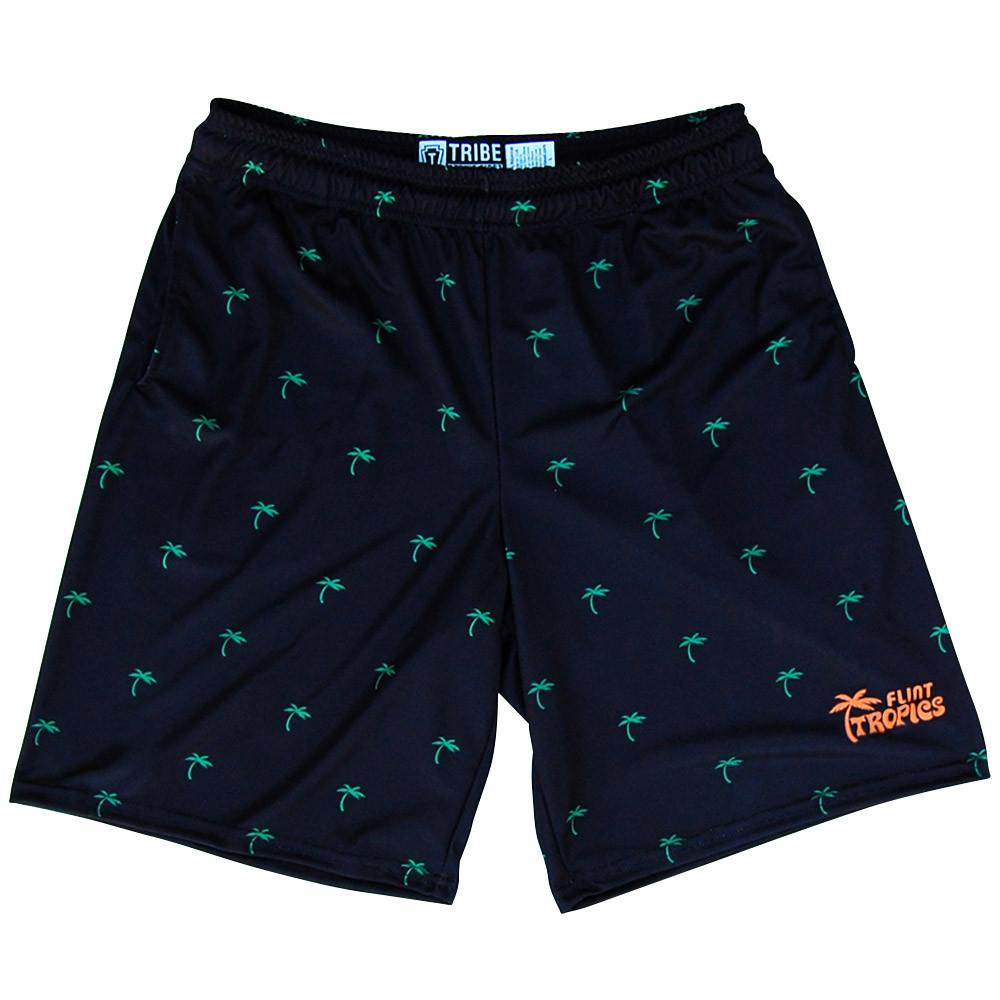 Flint Tropics Palms Lacrosse Shorts in Black by Tribe Lacrosse