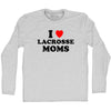 I Love Lacrosse Moms Adult Cotton Long Sleeve T-shirt by Tribe Lacrosse