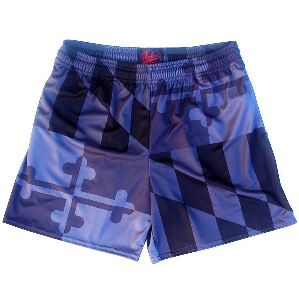 Maryland Flag Black Out Rugby Shorts in Black by Ruckus Rugby