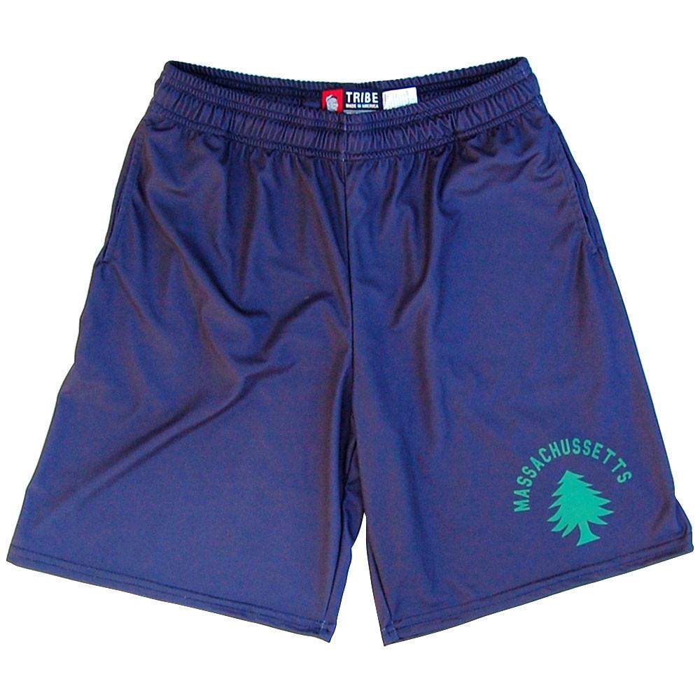 Massachusetts Original Flag Sublimated Lacrosse Shorts in Navy by Tribe Lacrosse