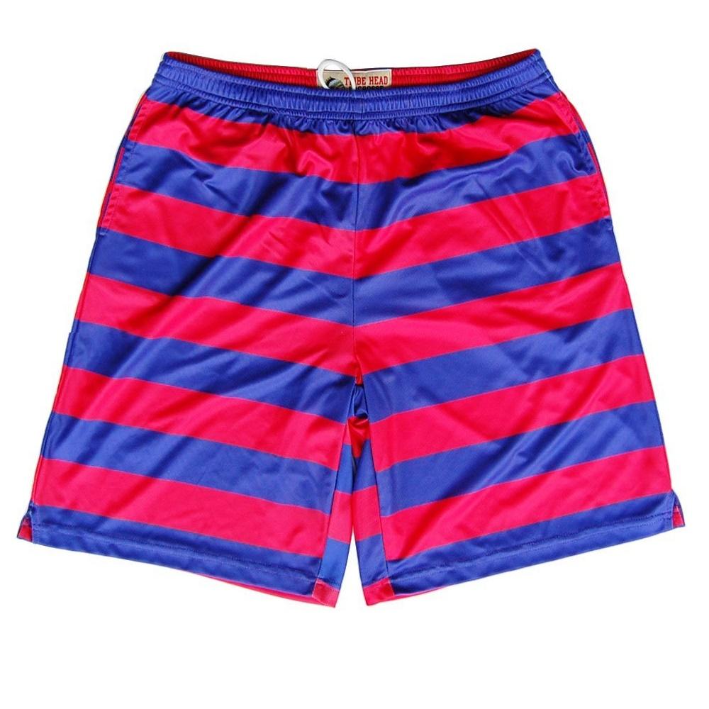 Red and Navy Striped Sublimated Shorts