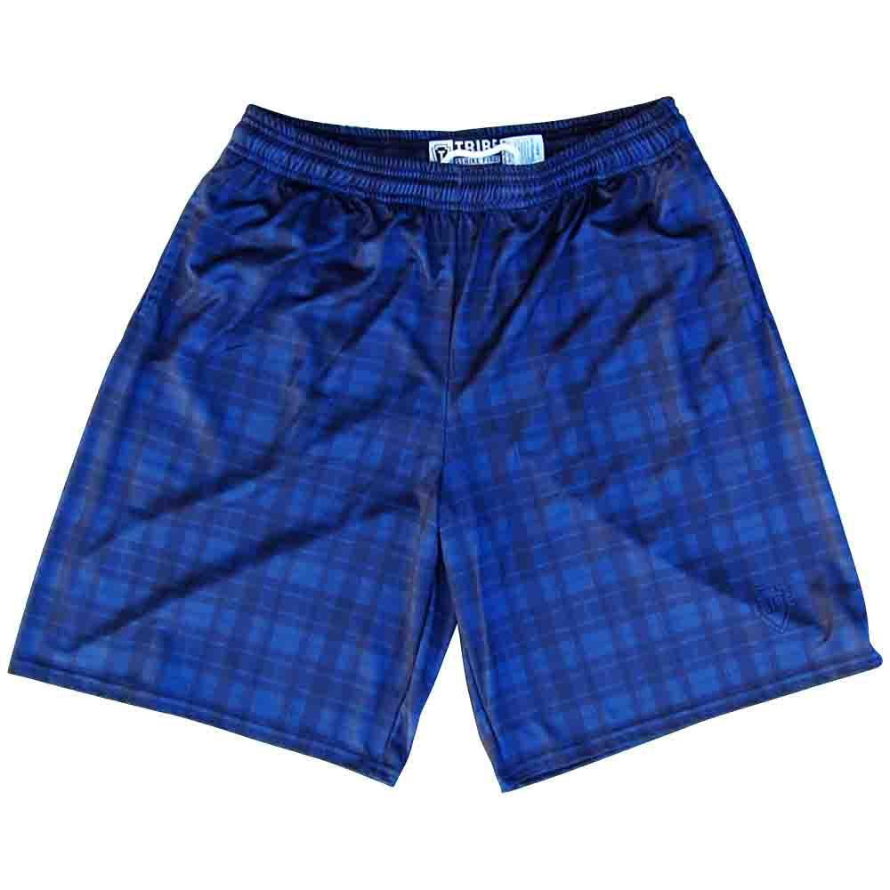 Navy Tartan Plaid Lacrosse Shorts in Navy by Tribe Lacrosse