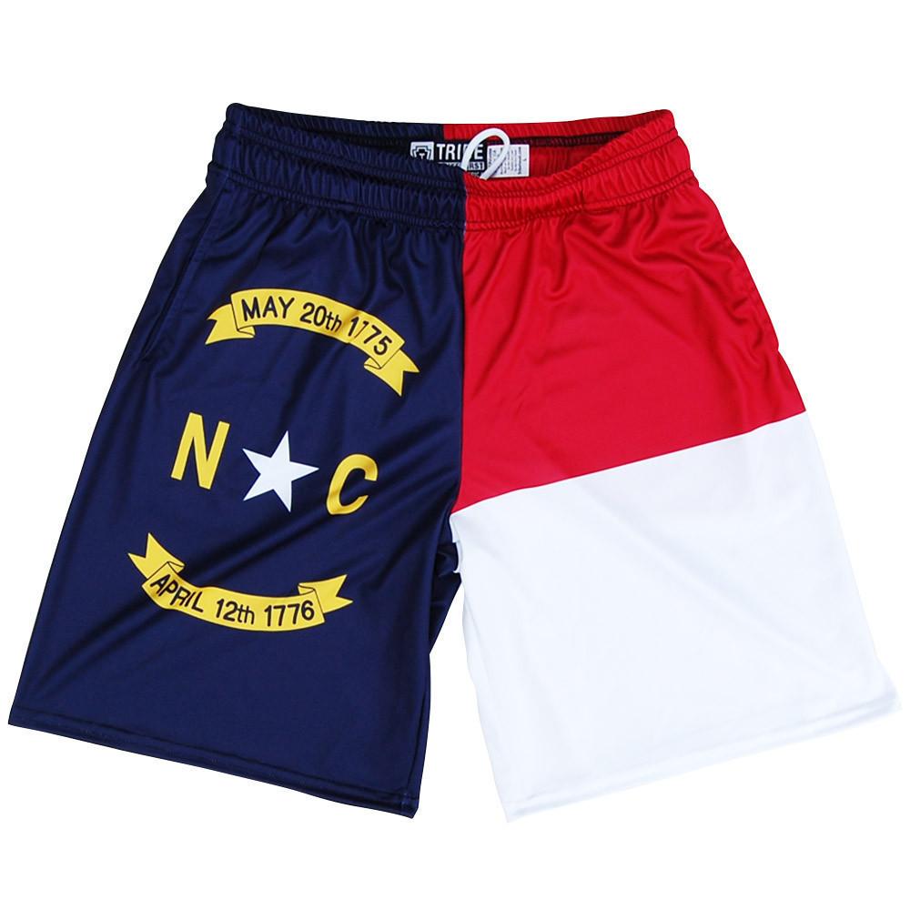 North Carolina Flag Lacrosse Shorts in Red White and Blue by Tribe Lacrosse
