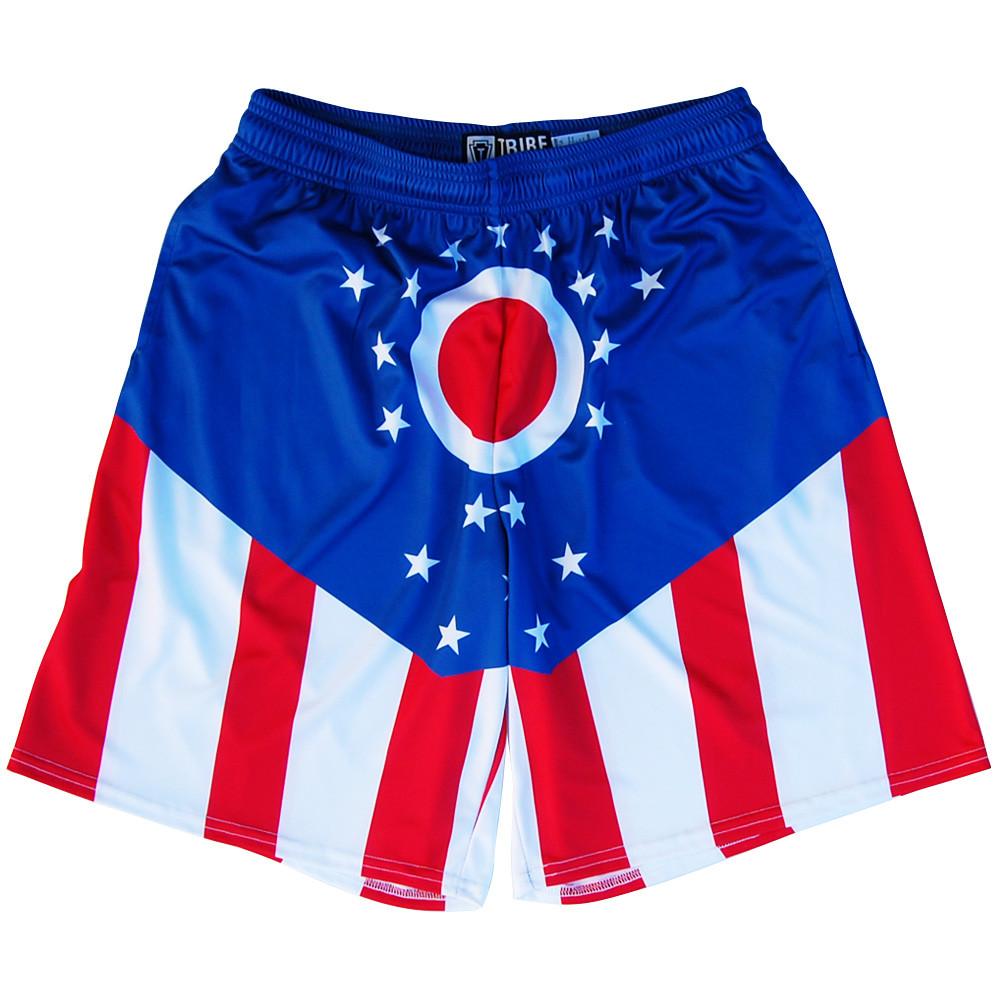 Ohio Flag Lacrosse Shorts in Red White and Blue by Tribe Lacrosse