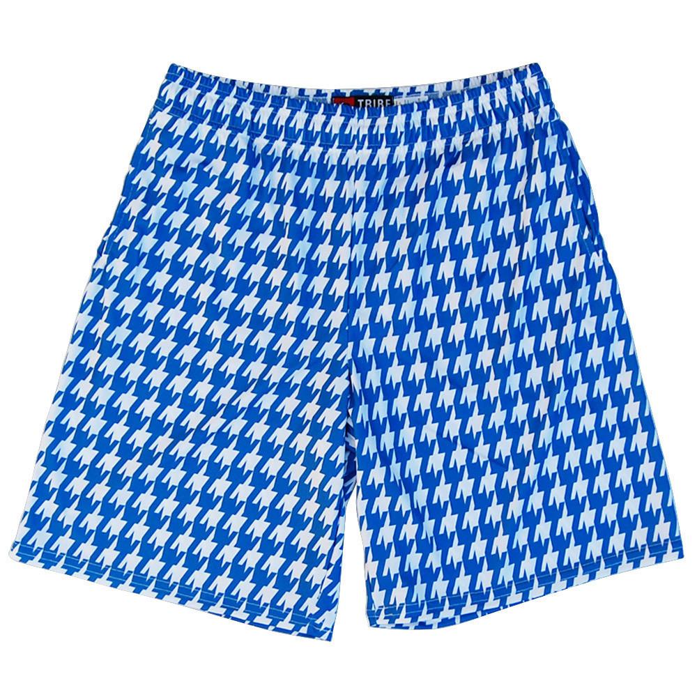Royal and White Houndstooth Lacrosse Shorts in Royal and White by Tribe Lacrosse