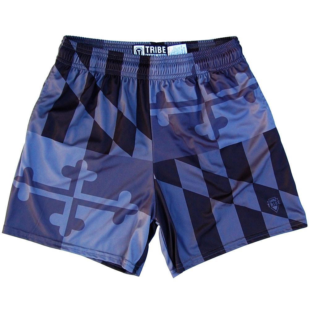 Womens Maryland Flag Quads Lacrosse Game Shorts in Black by Tribe Lacrosse