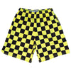 Checkerboard Yellow and Black Lacrosse Shorts in Yellow and Black by Tribe Lacrosse